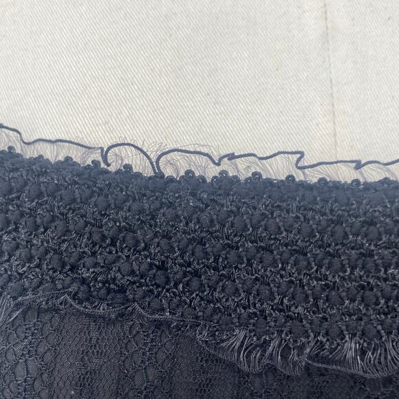 Unique Vintage Lace Fit & Flare Midi Dress Rosette Satin Waist Black Red Small - Picture 3 of 10